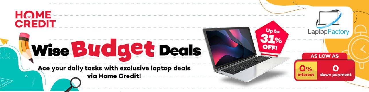 Banner showing Laptop Factory's Wise Budget Deals feat up to 31% discount
